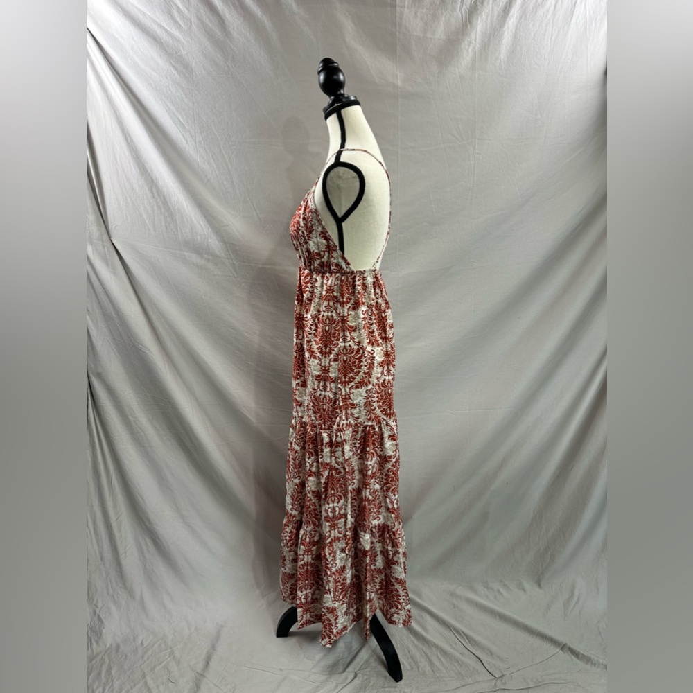 Boho Floral Print Sleeveless Cross-Front Maxi Dress Rust - Picture 8 of 9